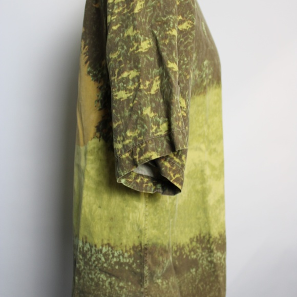 100% Silk Button Front Casual Button Down Dog - Picture 4 of 7